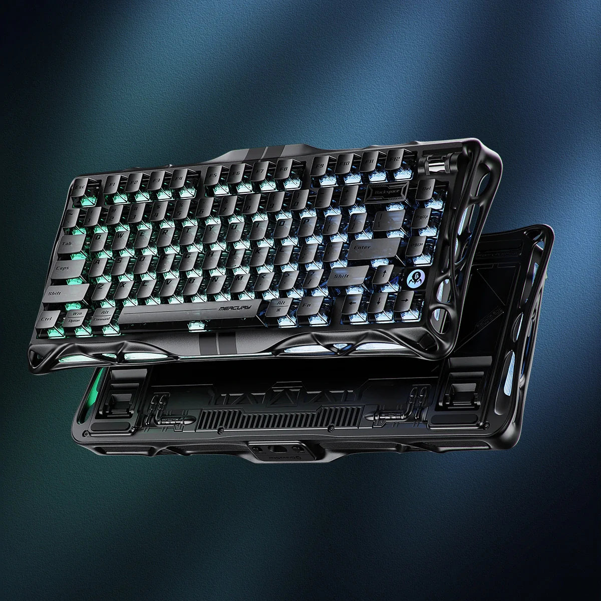 GravaStar Mercury V75 HE Gaming Keyboard - 75% compact layout with Hall Effect magnetic switches, 8kHz polling rate, 0.125ms latency, adjustable actuation 0.1-3.5mm, dynamic rapid trigger, RGB lighting 16 modes, semi-aluminum construction, hot-swappable switches, 5-layer acoustic foam, perfect for FPS gaming, CS2, Valorant, competitive esports