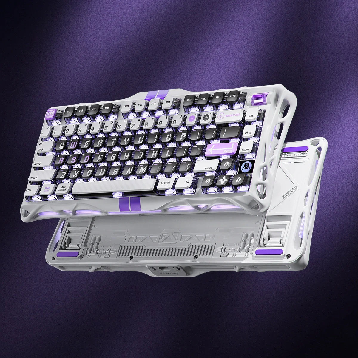 GravaStar Mercury V75 HE Gaming Keyboard - 75% compact layout with Hall Effect magnetic switches, 8kHz polling rate, 0.125ms latency, adjustable actuation 0.1-3.5mm, dynamic rapid trigger, RGB lighting 16 modes, semi-aluminum construction, hot-swappable switches, 5-layer acoustic foam, perfect for FPS gaming, CS2, Valorant, competitive esports
